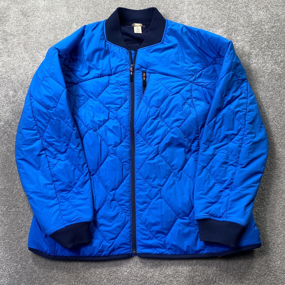 Duluth Trading Co Quilted Bomber Jacket Mens XL Blue Diamond Puffer Zip